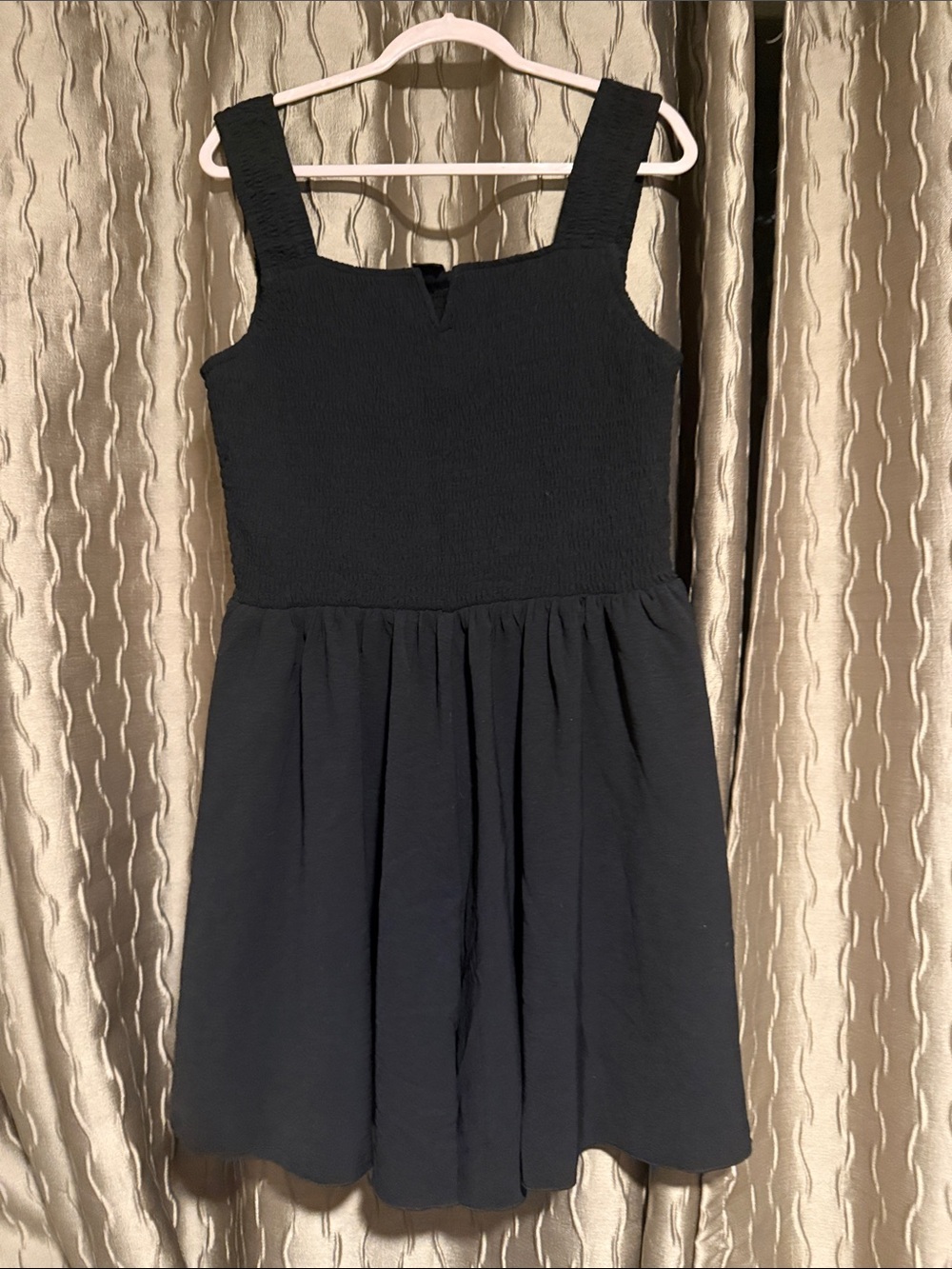 Black Square Neck Fit-and-Flare Romper Dress
